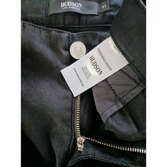 Hudson Womens Black Paper Bag Shorts 27 Linen Lyocell Spandex Tie Waist Pockets - Picture 3 of 7